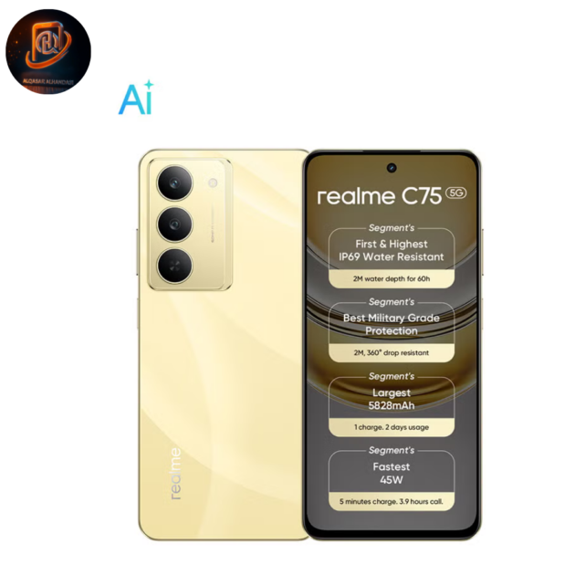 هاتف C75  نسخة الشرق الأوسط 5G- سعة 256GB ورام 8GB | لون ذهبي مشرق (Lightning Gold) | ثنائي الشريحة