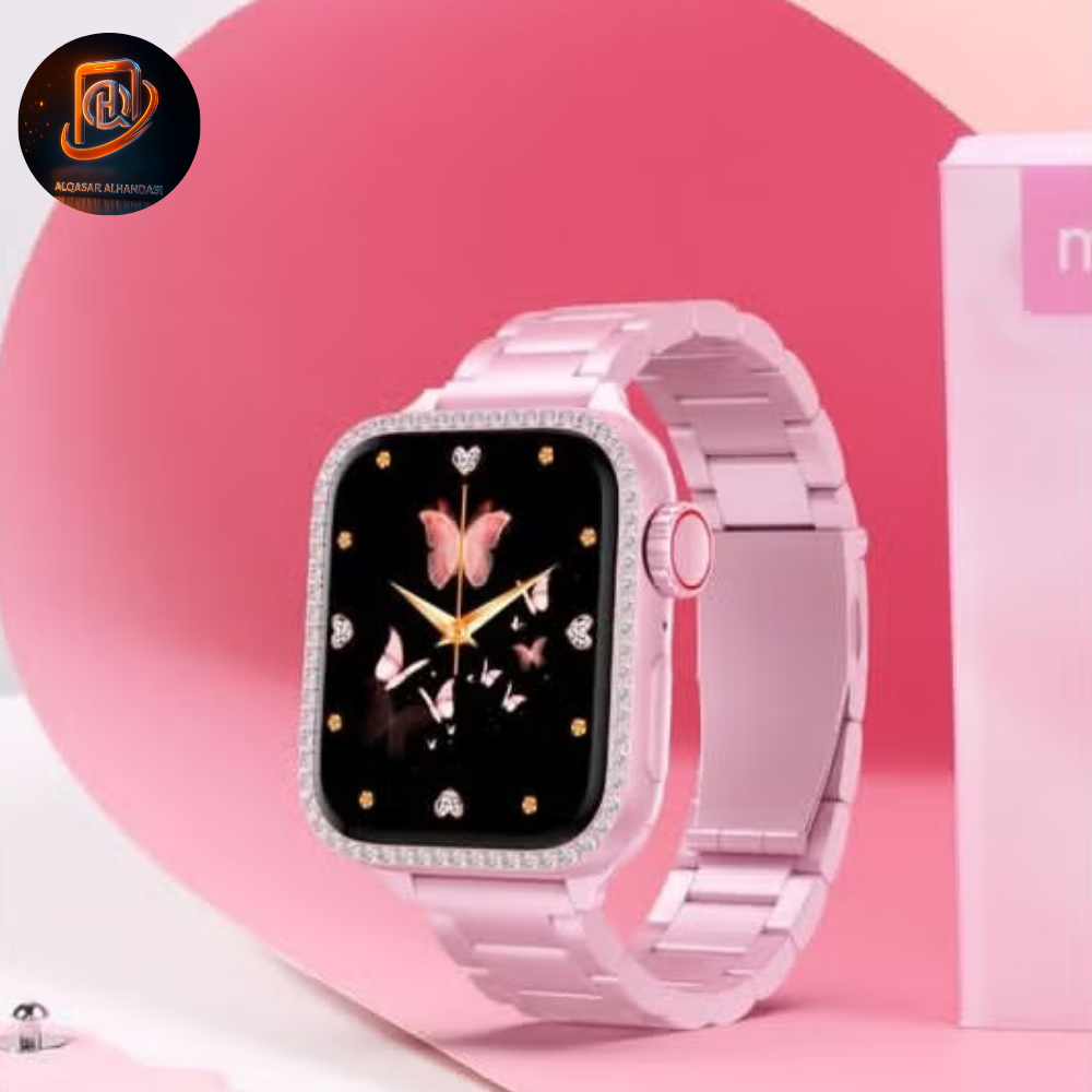 ساعة موديو MW23 ميني الذكية مقاس 36 مم مع 3 أزواج من الأساور وكابل شحن، مصممة للسيدات، لون وردي - الصورة 2