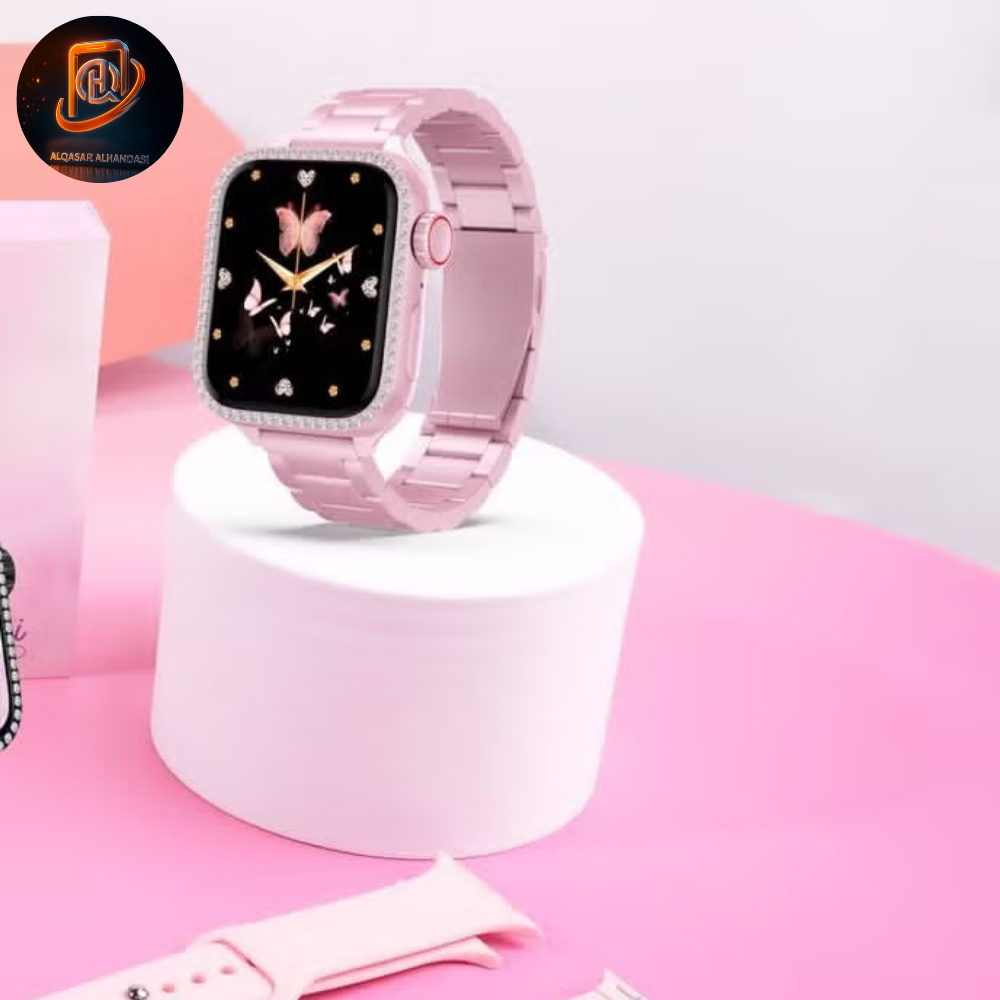 ساعة موديو MW23 ميني الذكية مقاس 36 مم مع 3 أزواج من الأساور وكابل شحن، مصممة للسيدات، لون وردي - الصورة 3